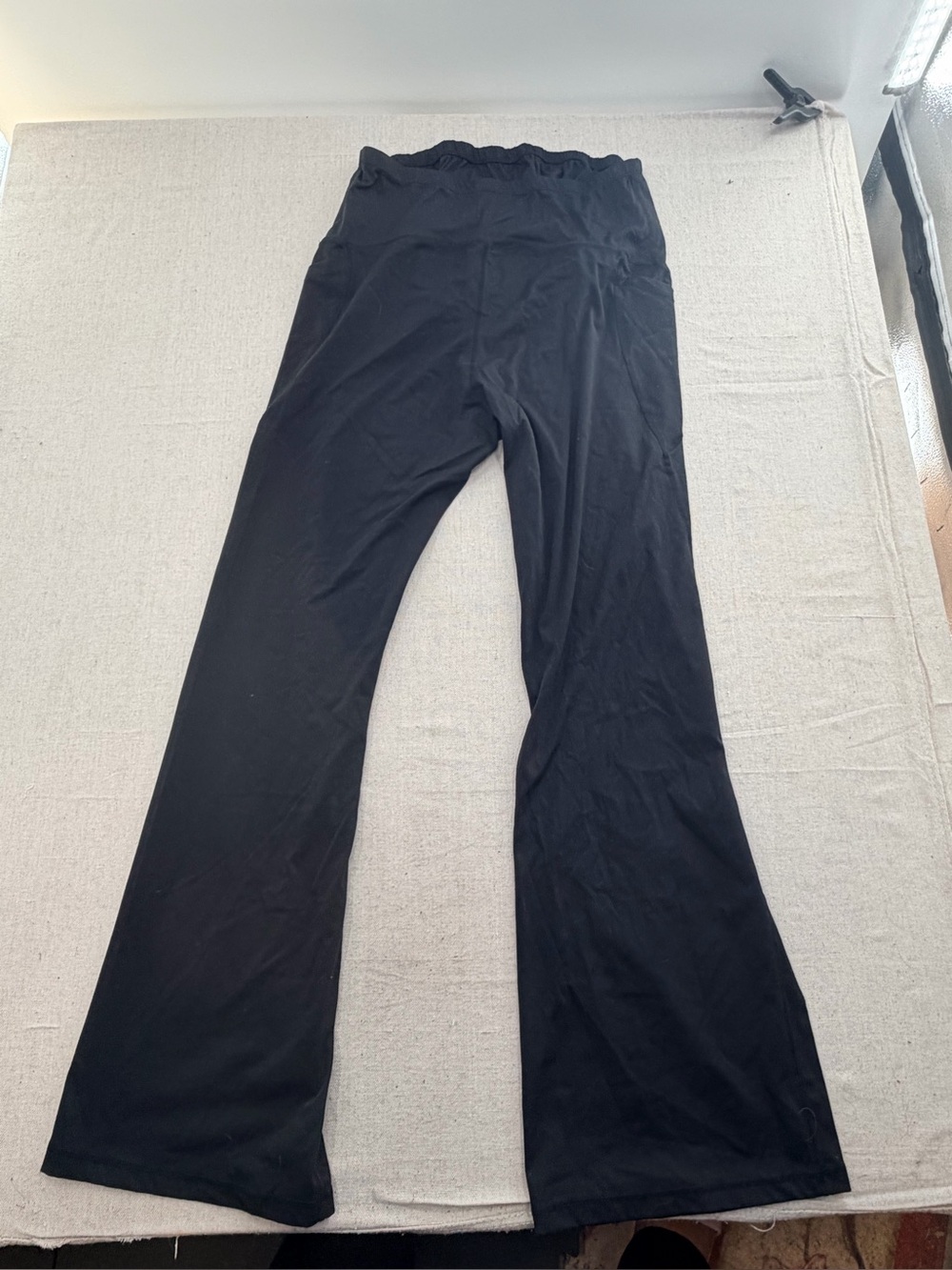 Women's Black Flare Pants with Elastic Waistband